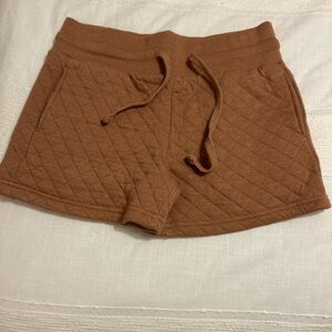 High Waist Quilted Brown Women's Shorts